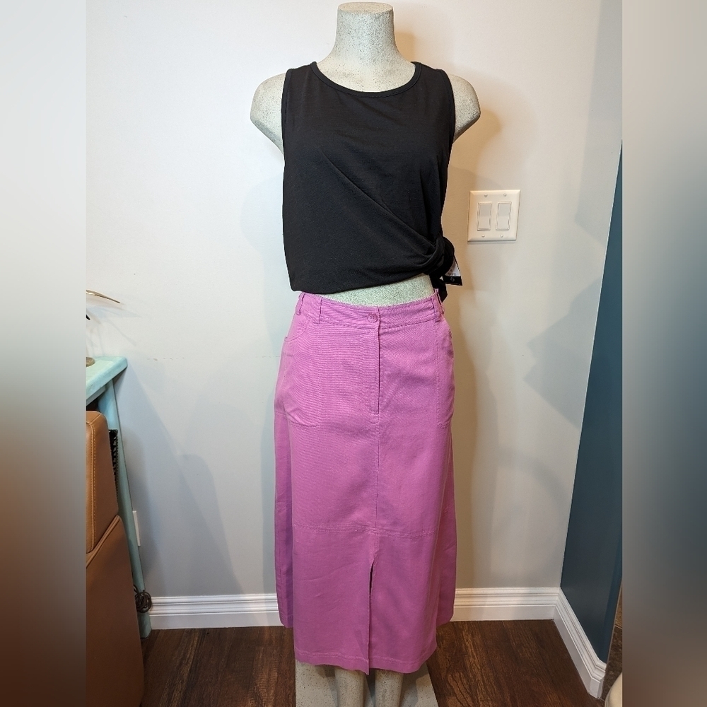 Vintage Silk blend vintage Skirt, purple Dahlia color, woman's size XL